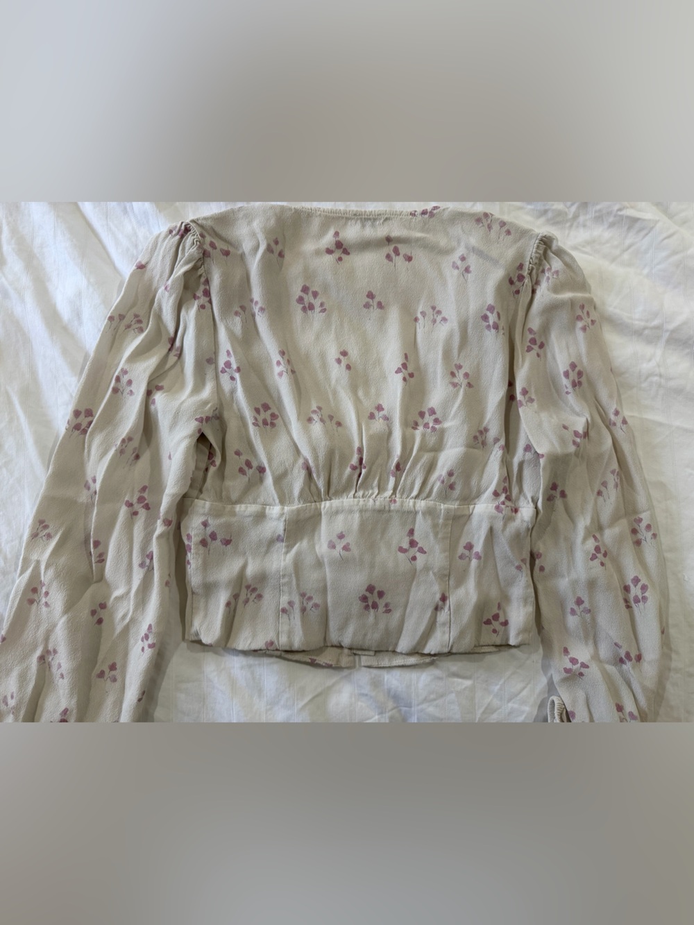 Wilfred Cream Crop Top with Pink Floral Print - Picture 3 of 7